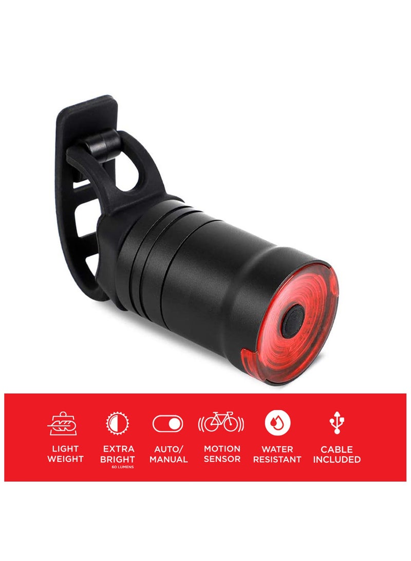 Spartan Aluminium Alloy Bike Taillight | USB Rechargeable Bicycle Smart Brake Induction Rear Warning Lamp | 6 Modes Cycling Equipment