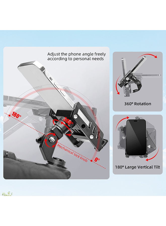 Bike Phone Holder Adjustable Aluminum Alloy Cellphone Holder Mountain Bike Riding Navigation Bracket