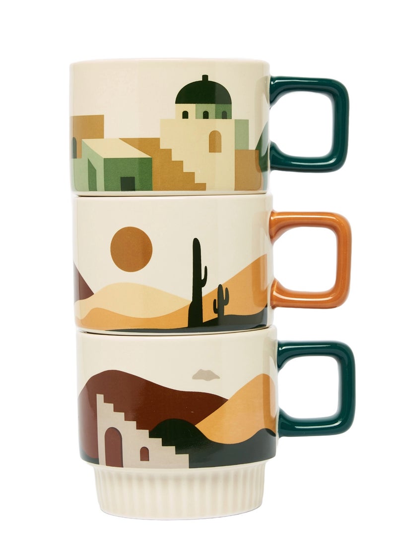 Set of 3 Stacking Desert Mugs