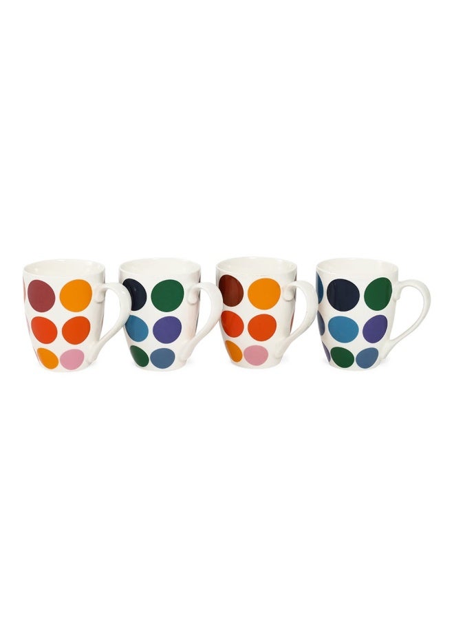 Symphony 4-Piece Polka Dots Mug Set, Multicolour