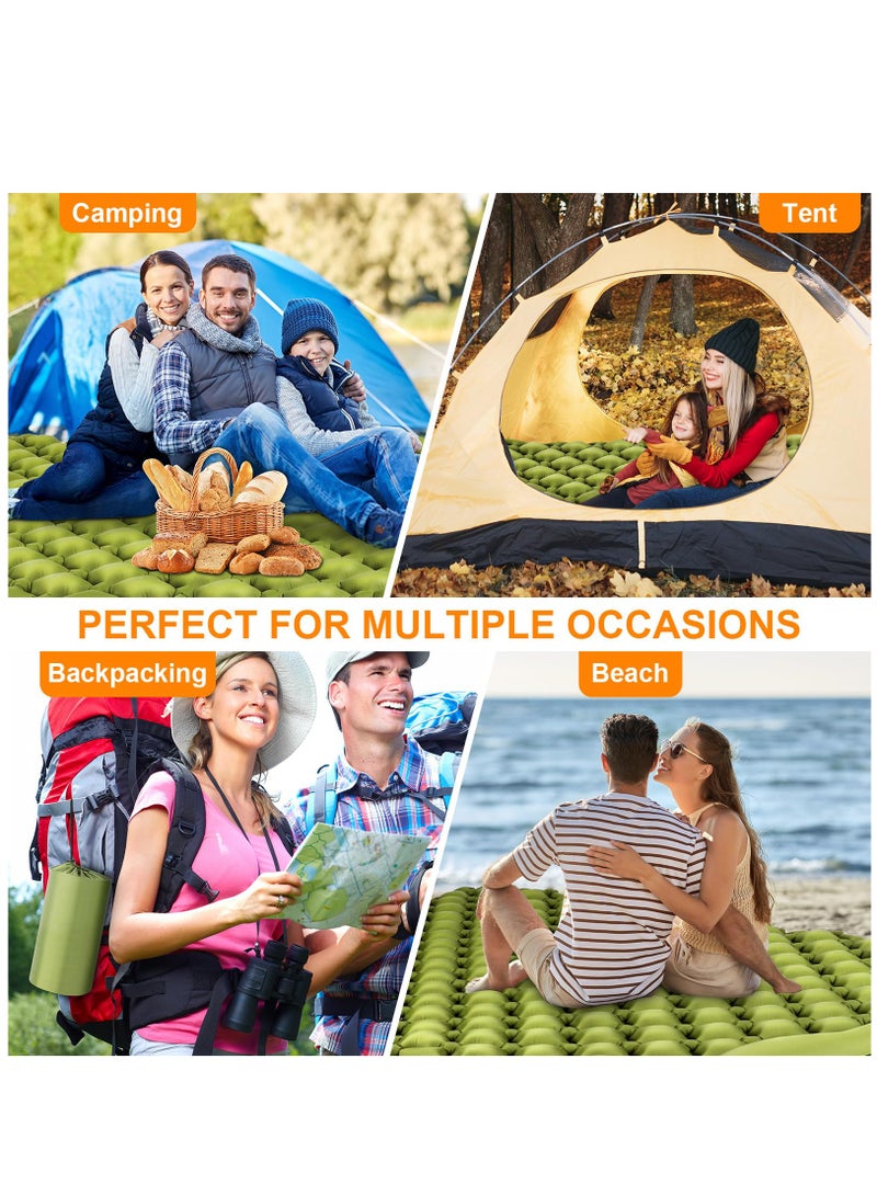 Camping Sleeping Pad, Ultralight Self Inflating Camping Pad 2 Person with Pillow Built-in Foot Pump for Camping, Hiking - Airpad, Carry Bag