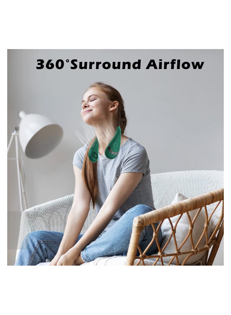 Portable Neck Fan, Hands Free Bladeless Fan, 5000mAh Foldable Fan 360° Cooling Wearable Personal Fan,  with 3 Speeds, 80 Air Outlet for Travel, Outdoor, Home, Office, School, Camping