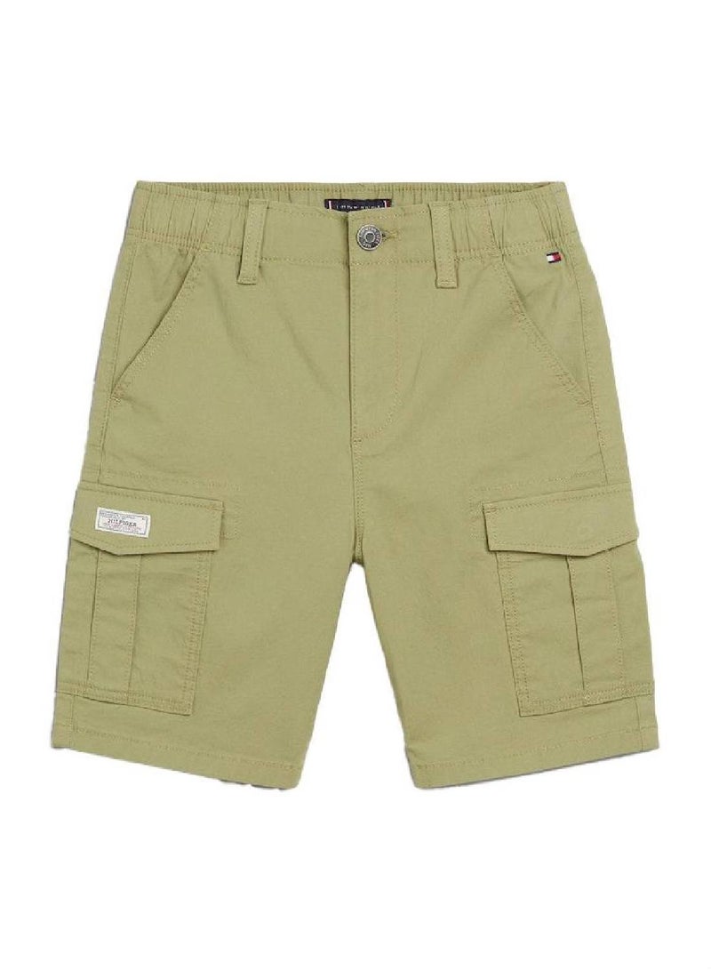 Boys' Hilfiger Monotype Straight Cargo Shorts -  Stretch organic cotton, Green