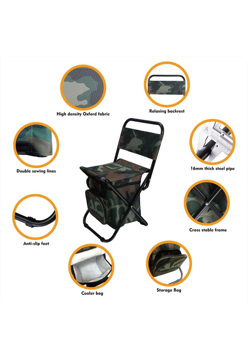 Fishing Chair with Cooler Bag Compact Fishing Stool Foldable Camping Chair