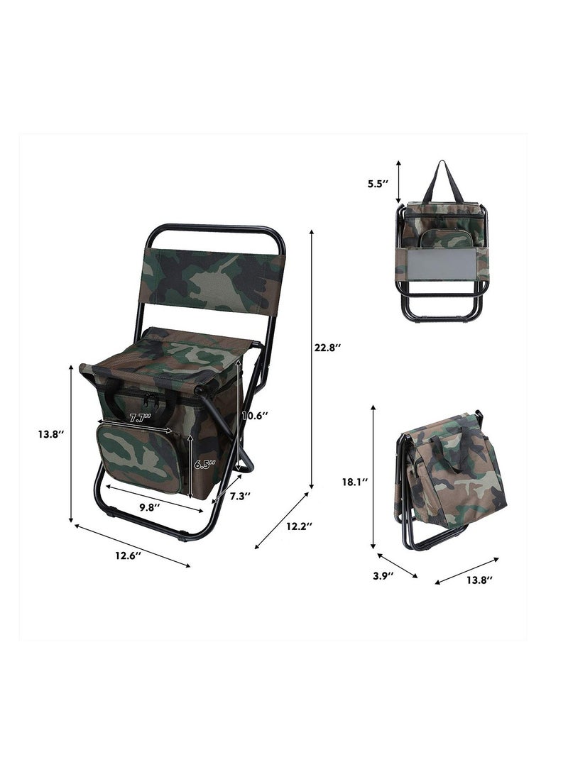 Fishing Chair with Cooler Bag Compact Fishing Stool Foldable Camping Chair