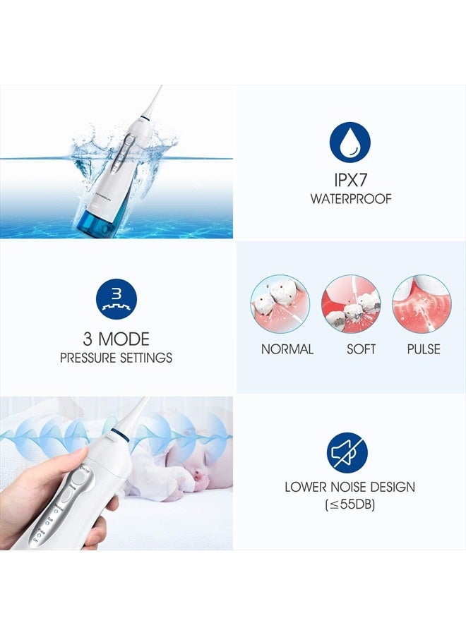 Hangsun Water Flosser Professional Cordless Rechargeable Dental Oral Irrigator Water Jet for Teeth Braces Care with 8 Jet Tips for Travel and Home Use