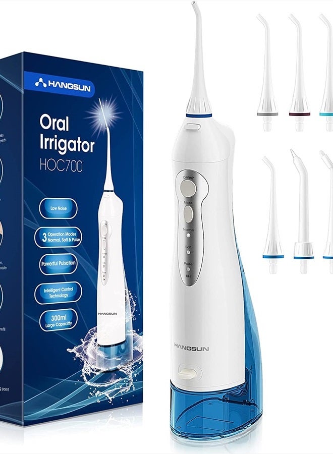 Hangsun Water Flosser Professional Cordless Rechargeable Dental Oral Irrigator Water Jet for Teeth Braces Care with 8 Jet Tips for Travel and Home Use
