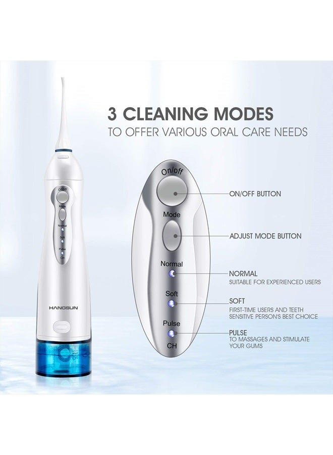Hangsun Water Flosser Professional Cordless Rechargeable Dental Oral Irrigator Water Jet for Teeth Braces Care with 8 Jet Tips for Travel and Home Use
