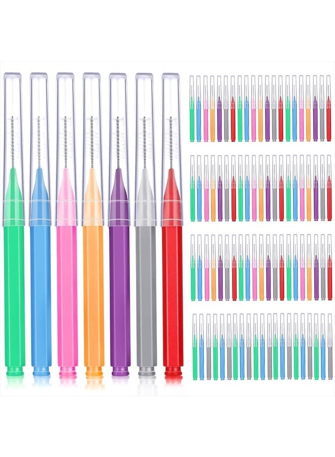 100 Pieces Braces Brush for Cleaner Interdental Brush Toothpick Dental Tooth Flossing Head Oral Dental Hygiene Flosser Toothpick Cleaners Tooth Cleaning Tool (Assorted Colors,Various Sizes)