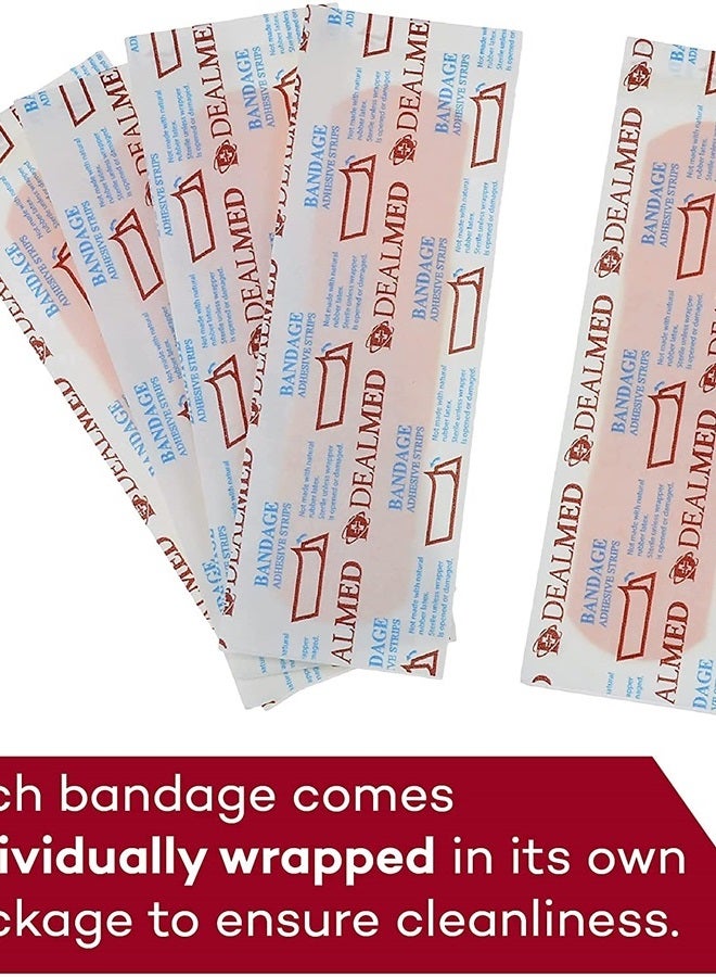 Fabric Flexible Adhesive Bandages – 100 Count (2 Pack) Bandages with Non-Stick Pad, Latex Free, Wound Care for First Aid Kit, 3