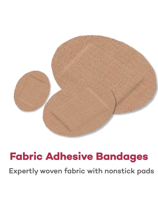 Fabric Oval Flexible Adhesive Bandages – 100 Count (1 Pack) Bandages with Non-Stick Pad, Latex Free, Wound Care for First Aid Kit, 7/8