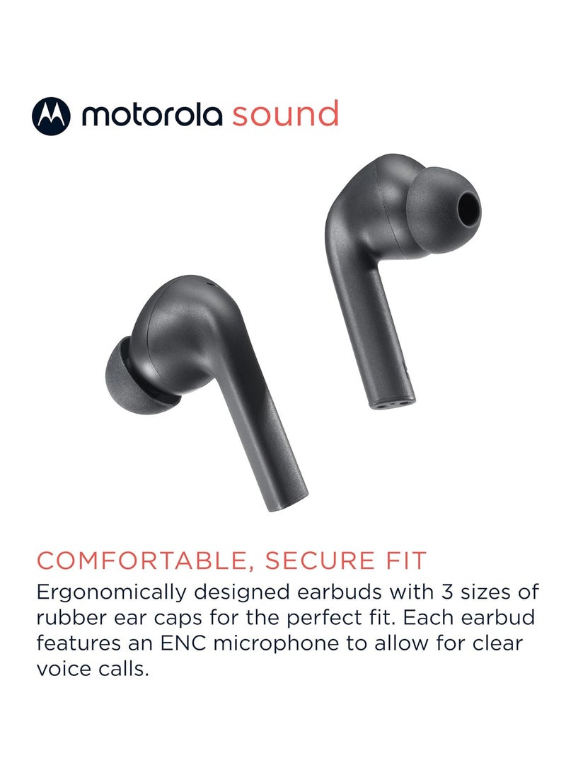 Moto Buds 065 True Wireless Ear Buds Noise Isolation And 17 Hours Playtime Touch Control On Both Earbuds IPX4 Water Resistant ENC mic for Clear Voice Calls Black