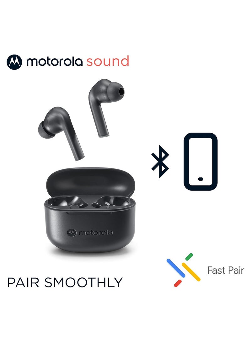 Moto Buds 065 True Wireless Ear Buds Noise Isolation And 17 Hours Playtime Touch Control On Both Earbuds IPX4 Water Resistant ENC mic for Clear Voice Calls Black