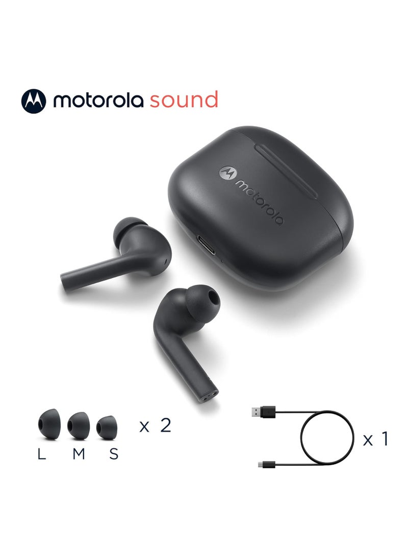 Moto Buds 065 True Wireless Ear Buds Noise Isolation And 17 Hours Playtime Touch Control On Both Earbuds IPX4 Water Resistant ENC mic for Clear Voice Calls Black