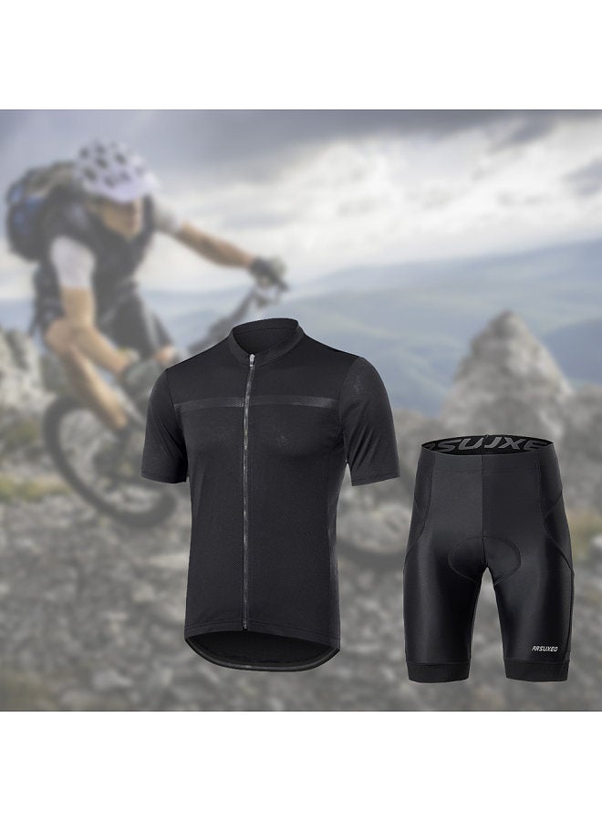 Men's Bike Clothing Set Short Sleeve Breathable Cycling Jersey with Quick Dry Elastic Cycling Shorts