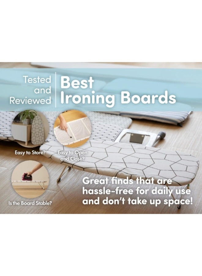 Durable Extra Stable Ironing Board Table 73x32 cm - Premium Heavy Duty Ironing Surface, Foldable & Adjustable, Heat Resistant Cover for Perfect Ironing Results