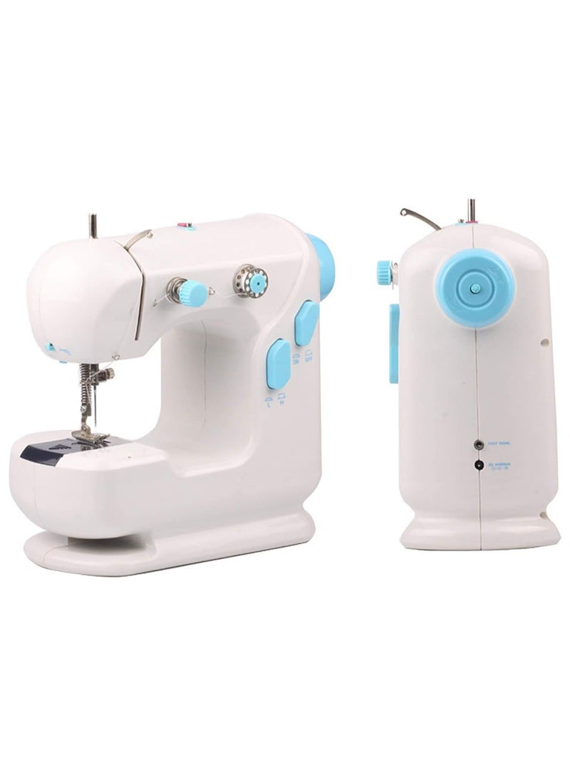 Mini Sewing Machine Household Electric Multifunctional Sewing Machine Portable Mini Sewing Machine with Expansion Table Easy to Use (Color: White)