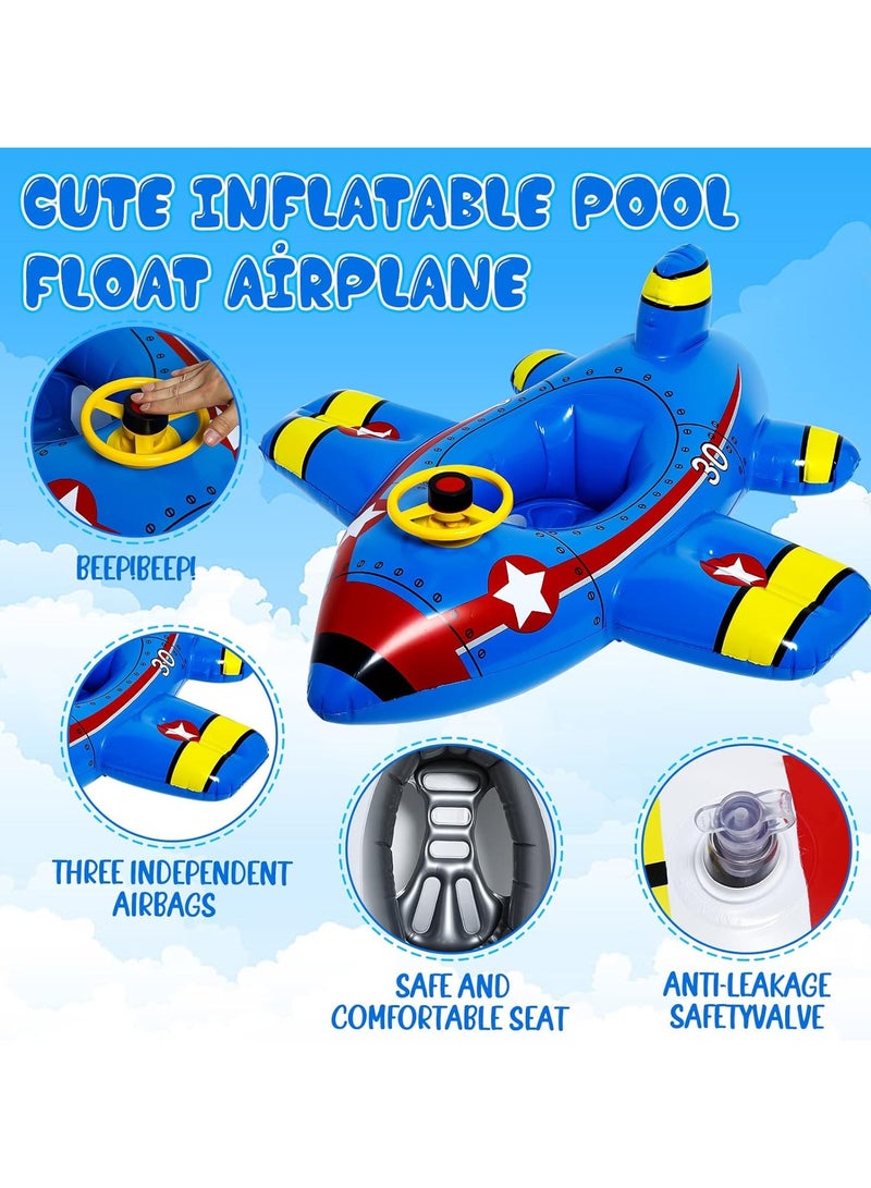 2 Pack Baby Swim Float,Inflatable Baby Swimming Float,Airplane Infant Pool Float,Airplane Shape Swimming Ring,Cartoon Design Swim Float,Children Inflatable Swimming Ring for 1-6 years old （Blue+White）