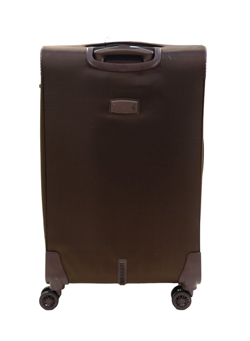 GIORDANO Casablanca Series Check-In Large Suitcase Brown, Soft Nylon Lightweight Durable Expandable 4 Wheels Luggage Trolley Bag 28