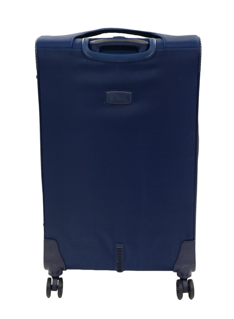 GIORDANO Jodo Series Check-In Large Suitcase Navy Blue, Soft Nylon Lightweight Durable Expandable 4 Wheels Luggage Trolley Bag 28