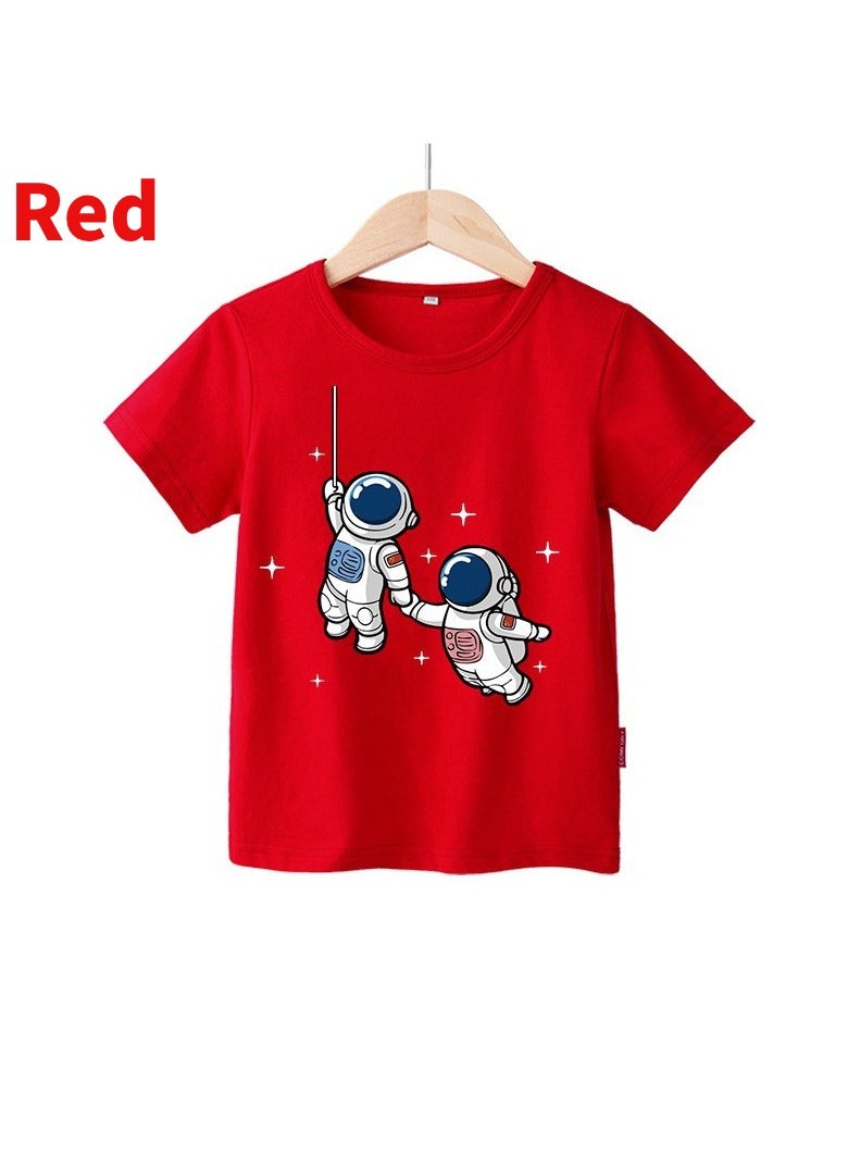 Boy's Astronaut And Planet T-shirt Tee Top,Short Sleeves