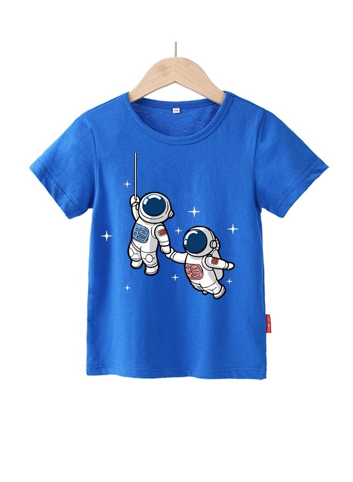 Boy's Astronaut And Planet T-shirt Tee Top,Short Sleeves