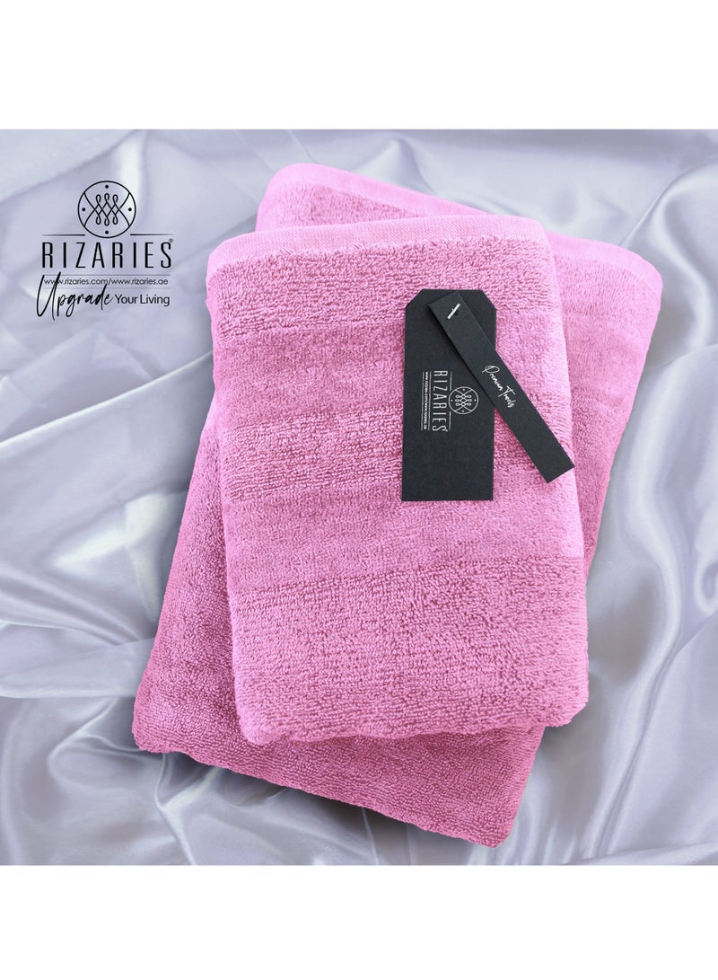 Luxury Bathrobe - 100% Soft Velour Cotton - Lite Pink- 4 Pieces set - Unisex