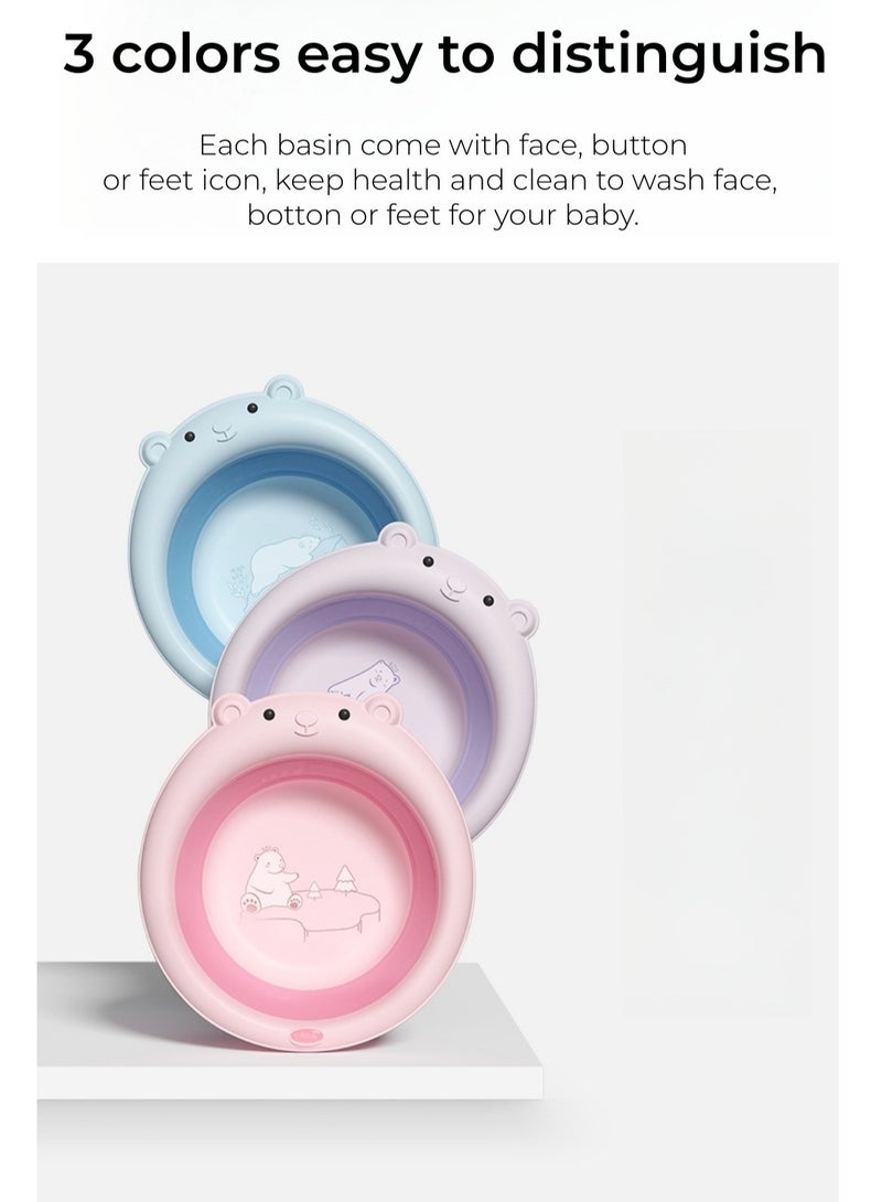 Expandable & Foldable Bath Tub Folding Basin Silicone Basin Portable Children Washing Face Foot Tubs Collapsible Washbasin 3L Set of 3