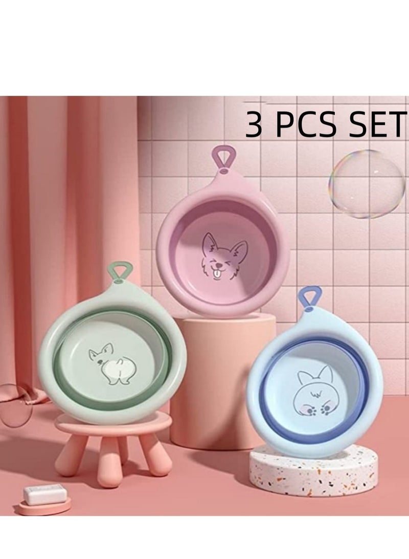 Expandable & Foldable Bath Tub Folding Basin Silicone Basin Portable Children Washing Face Foot Tubs Collapsible Washbasin 3L Set of 3