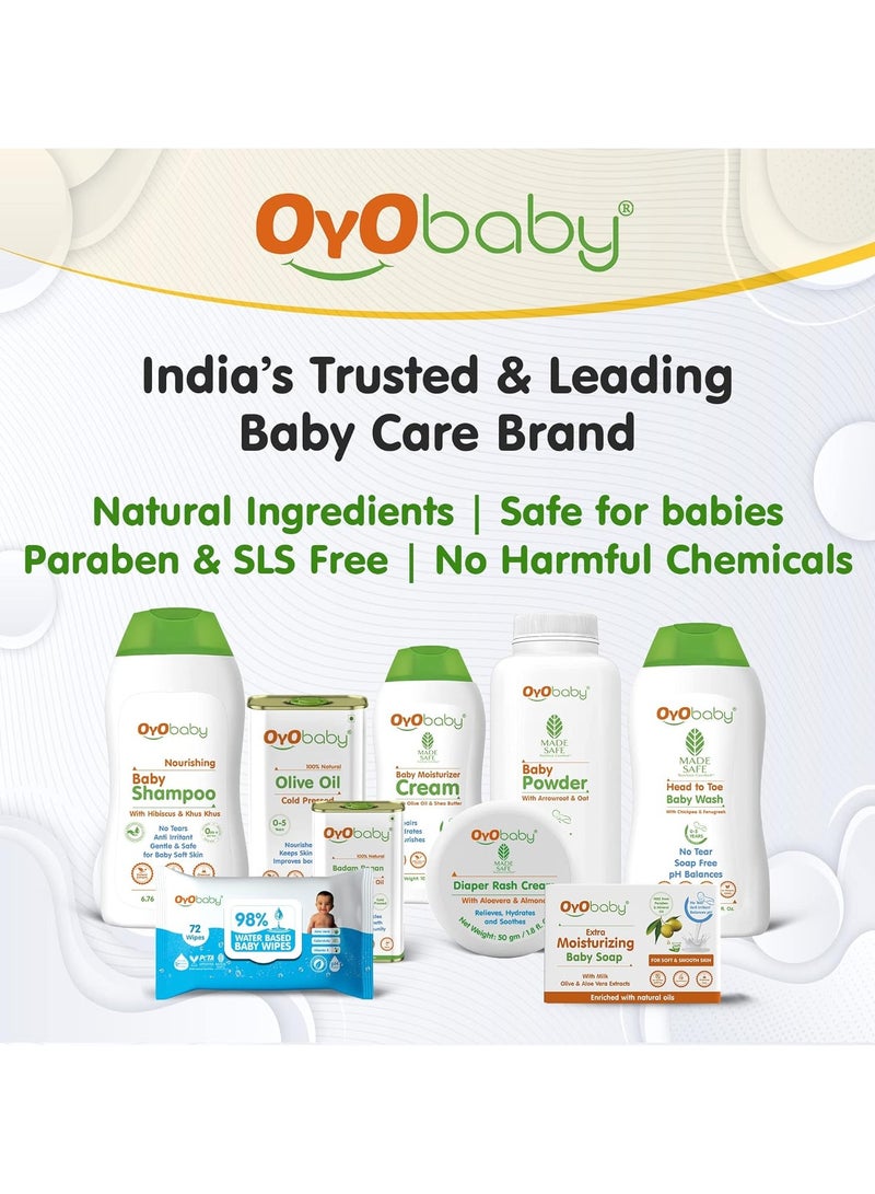 OYO BABY Nourishing Daily Moisturizing Baby Shampoo Tear Free Formula with Hibiscus Khus & Lemon 200ml