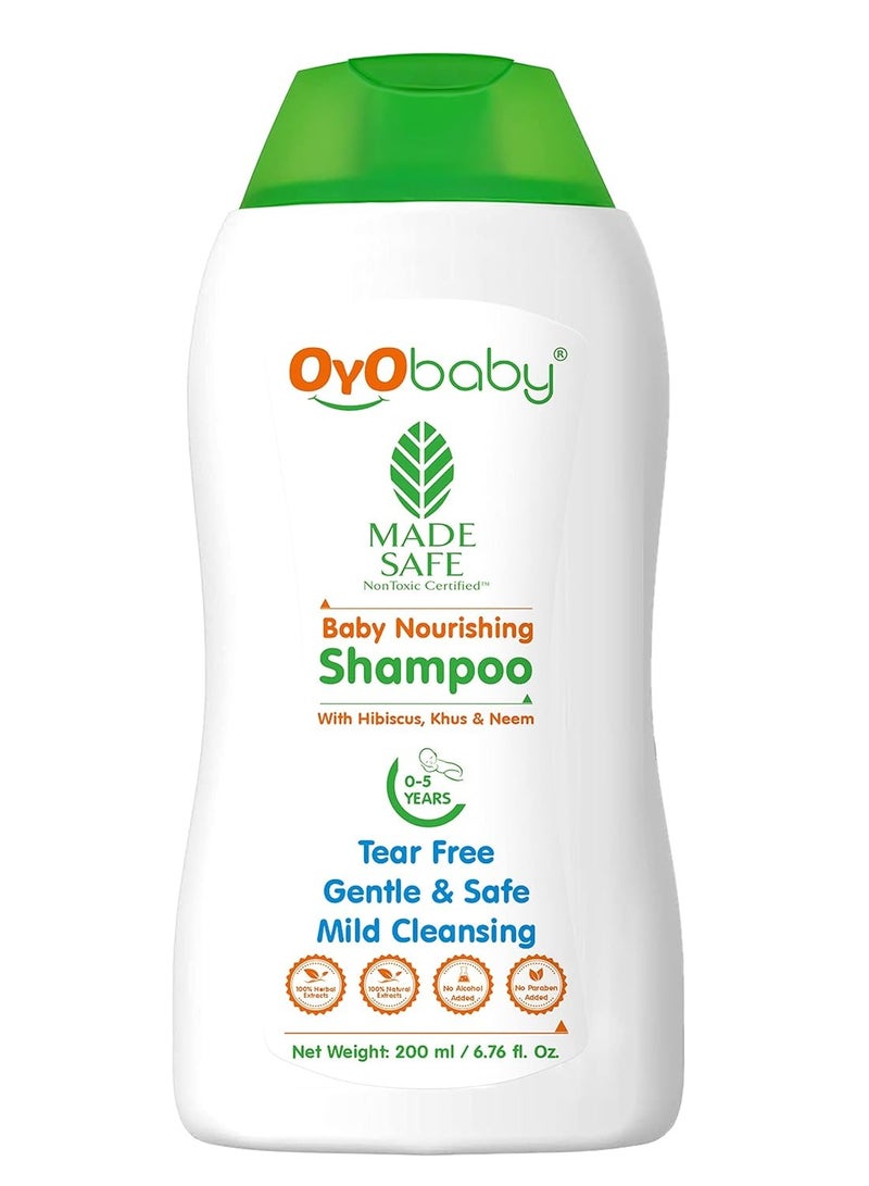 OYO BABY Nourishing Daily Moisturizing Baby Shampoo Tear Free Formula with Hibiscus Khus & Lemon 200ml