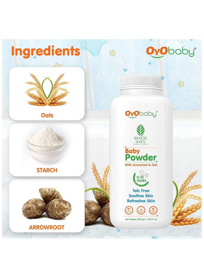 OYO BABY Gentle Baby Talc Free Powder For New Born Baby  Soothes and Refreshes Skin Baby Powder  200 GR