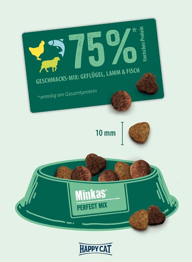 Happy Cat – [1.5kg] Minkas Perfect Mix for adult cats with poultry, lamb and fish, made with 100% natural ingredients to support skin and coat.