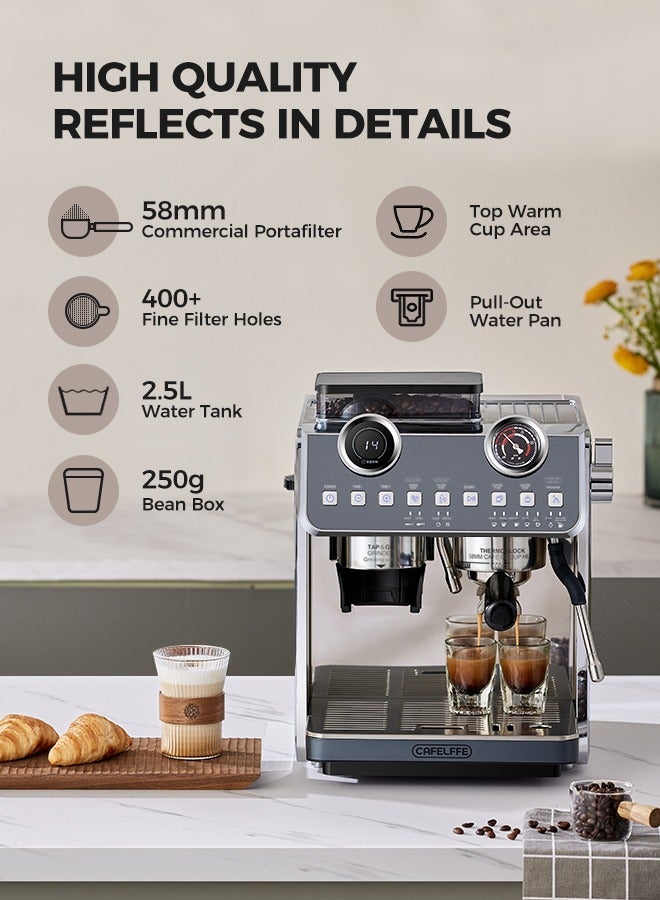 Barista Espresso Machine With Double Boilers And Double Pumps Household And Commercial Dual Use Espresso Coffee Maker With Grinder All-In-One 2.5L