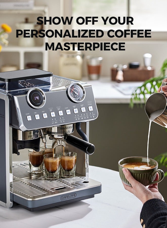 Barista Espresso Machine With Double Boilers And Double Pumps Household And Commercial Dual Use Espresso Coffee Maker With Grinder All-In-One 2.5L