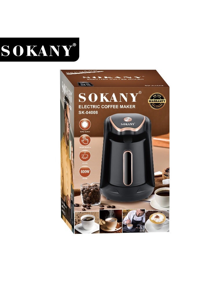 Automatic Turkish Coffee Maker,250ml 4Cups Electric Coffee Machine,Electric Coffee Pot,SK-04008,600W,Black