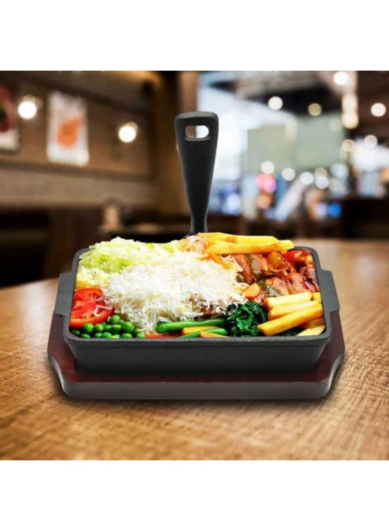 Iron Rectangle Sizzler Tray With Holder