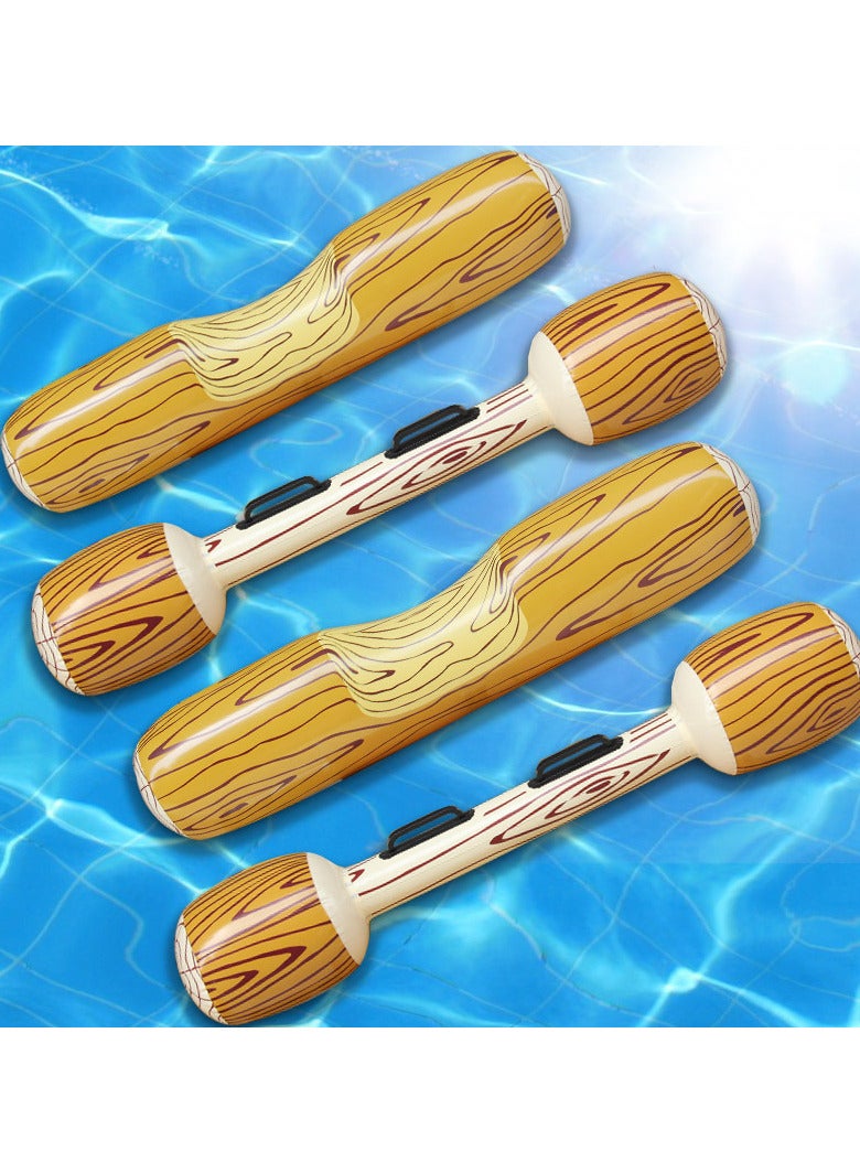 2 Pack Inflatable Swimming Pool Float, Giant Pool Float Canoe Ride On Pool Raft Floating Lounger Seat Boat Floating Row Toys with Paddles for Kids & Adults Max Weight 143lbs - Wood Grain