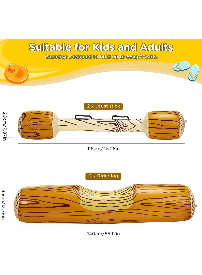 2 Pack Inflatable Swimming Pool Float, Giant Pool Float Canoe Ride On Pool Raft Floating Lounger Seat Boat Floating Row Toys with Paddles for Kids & Adults Max Weight 143lbs - Wood Grain