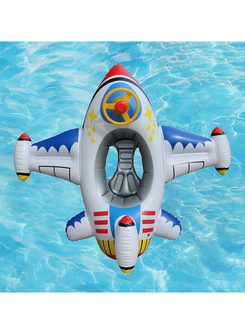 Baby Swim Float,Inflatable Baby Swimming Float,Airplane Infant Pool Float,Airplane Shape Swimming Ring,Cartoon Design Swim Float,Children Inflatable Swimming Ring for 1-6 years old （White）