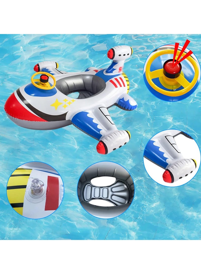 Baby Swim Float,Inflatable Baby Swimming Float,Airplane Infant Pool Float,Airplane Shape Swimming Ring,Cartoon Design Swim Float,Children Inflatable Swimming Ring for 1-6 years old （White）