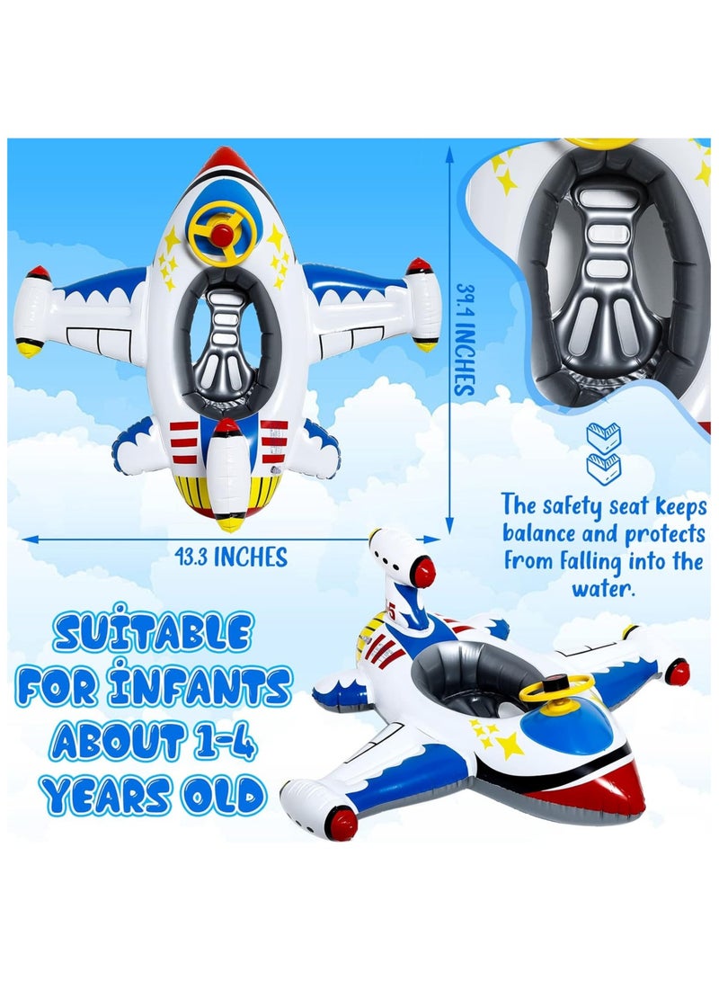 Baby Swim Float,Inflatable Baby Swimming Float,Airplane Infant Pool Float,Airplane Shape Swimming Ring,Cartoon Design Swim Float,Children Inflatable Swimming Ring for 1-6 years old （White）