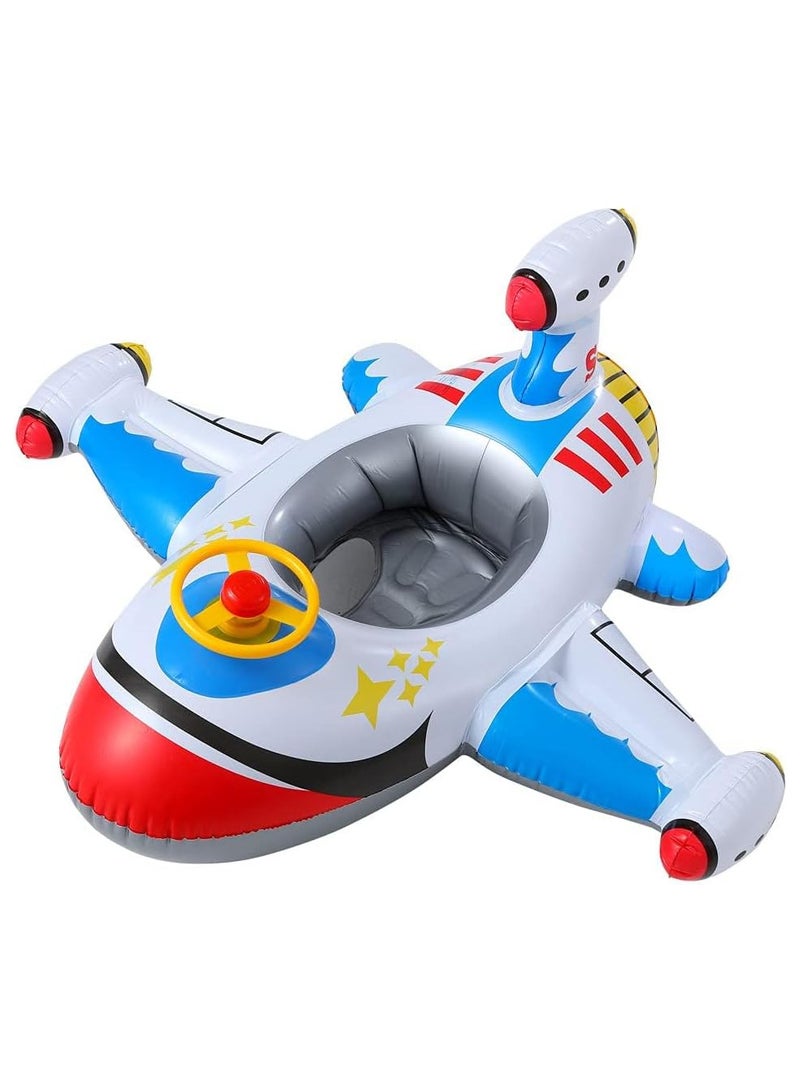 Baby Swim Float,Inflatable Baby Swimming Float,Airplane Infant Pool Float,Airplane Shape Swimming Ring,Cartoon Design Swim Float,Children Inflatable Swimming Ring for 1-6 years old （White）