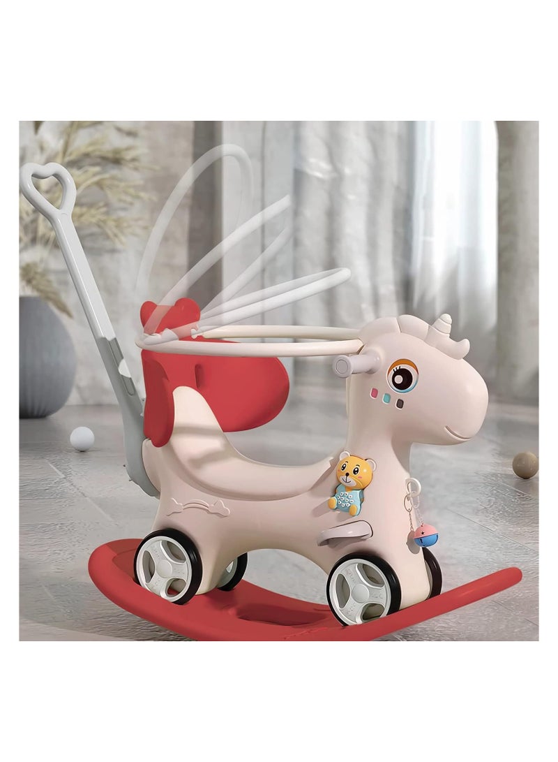 4 in 1 Rocking Horse, Baby Balance Bike Ride On Toys for Toddler 1-3, Rocker Toy for Kid, Toddler Ride Animal Indoor/Outdoor, Boy&Girl Rocking Animal, Infant Ride Toy, Birthday Gift