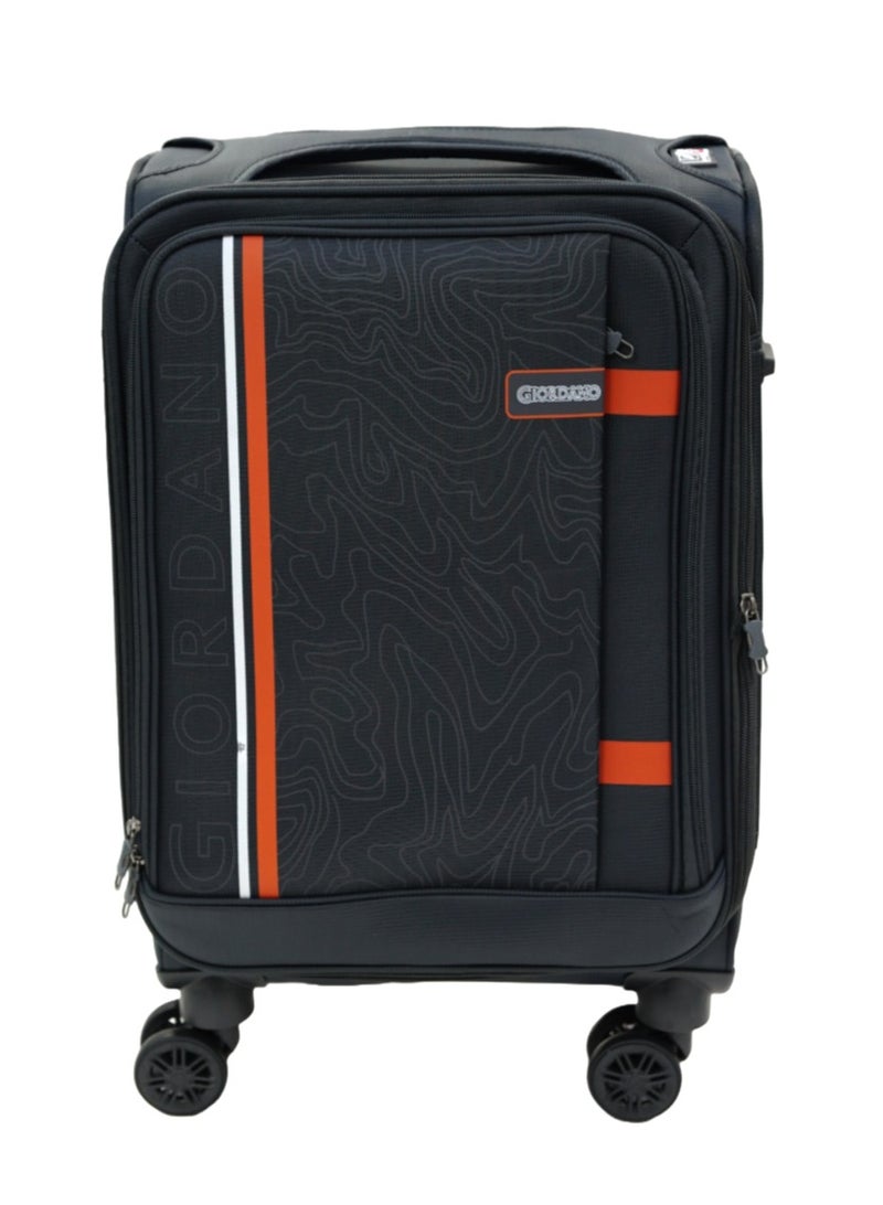 GIORDANO Jodo Series Carry-on Small Cabin Suitcase Grey, Soft Nylon Lightweight Durable Expandable 4 Wheels Luggage Trolley Bag 20