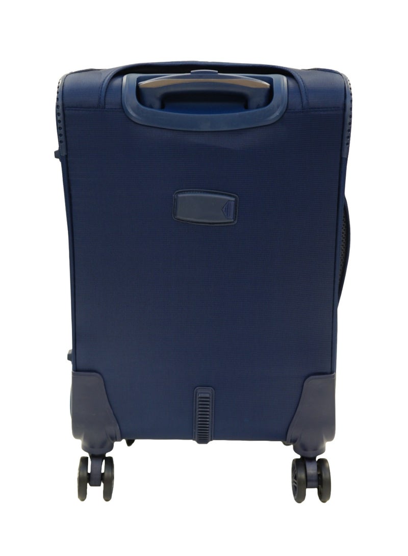 GIORDANO Jodo Series Carry-on Small Cabin Suitcase Navy Blue, Soft Nylon Lightweight Durable Expandable 4 Wheels Luggage Trolley Bag 20