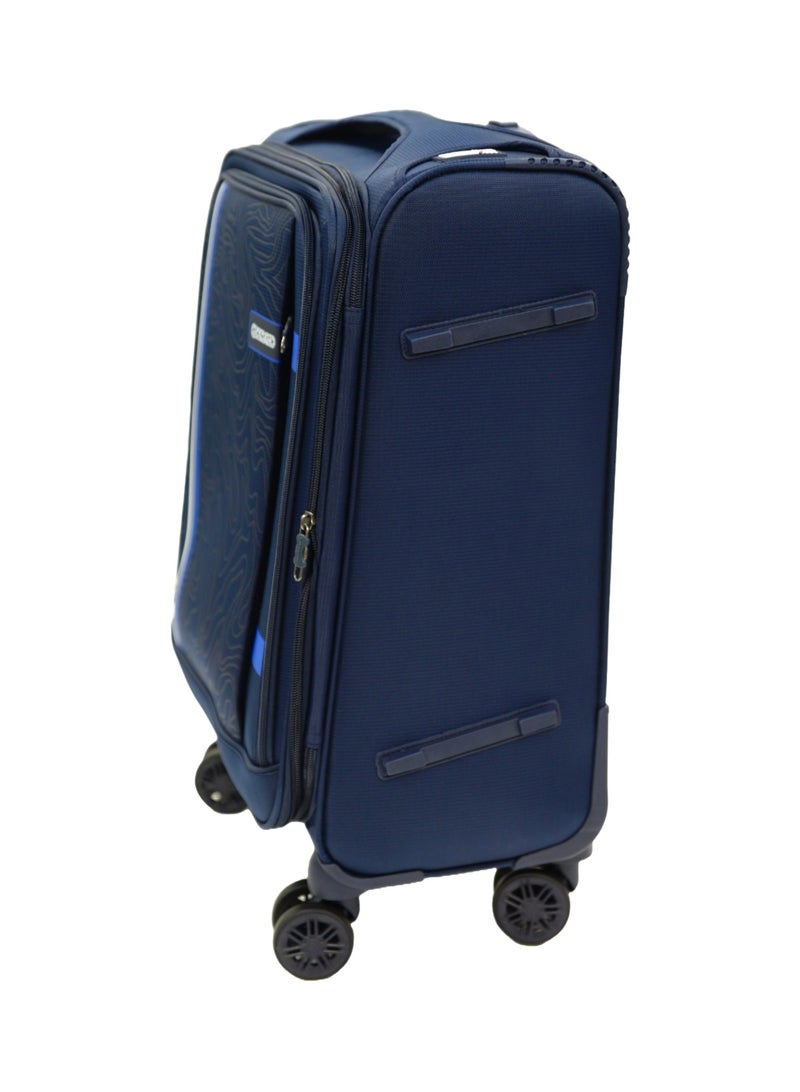 GIORDANO Jodo Series Carry-on Small Cabin Suitcase Navy Blue, Soft Nylon Lightweight Durable Expandable 4 Wheels Luggage Trolley Bag 20