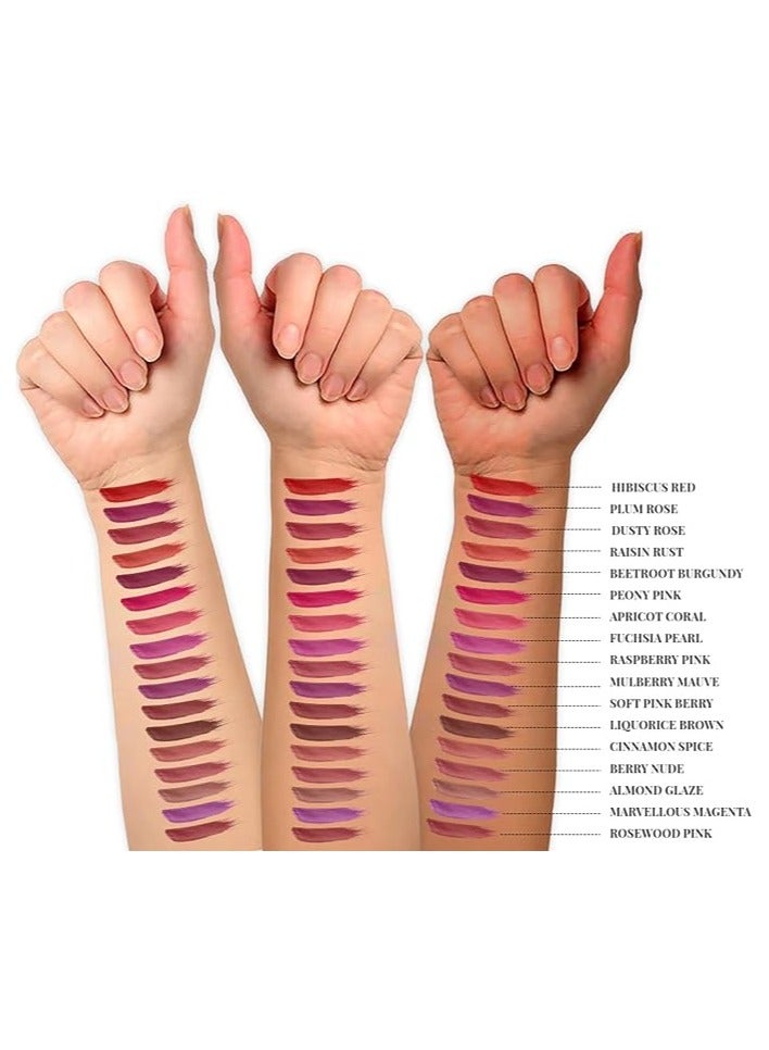 Just Herbs Ayurvedic Creamy Matte Long Lasting Liquid Lipstick, Lightweight & Hydrating Lip Colour with Liquorice & Sweet Almond Oil - Berry Nude