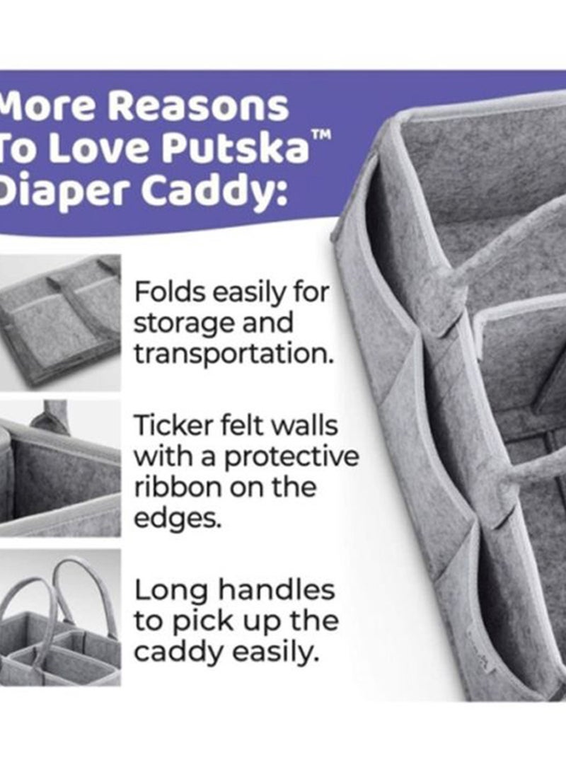 Foldable, Portable Printed Baby Diaper Caddy Storage Organizers - Grey