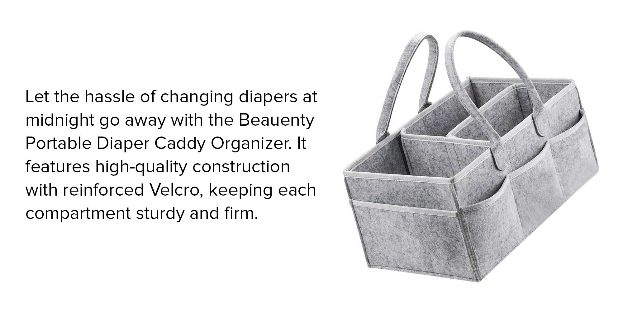 Foldable, Portable Printed Baby Diaper Caddy Storage Organizers - Grey